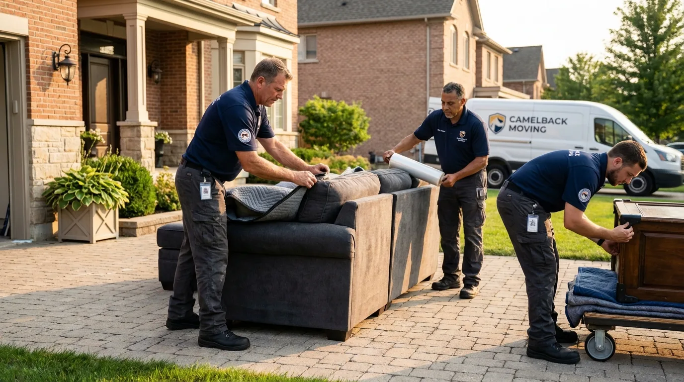 Large estate moving crew wrapping furniture in Waukon, IA