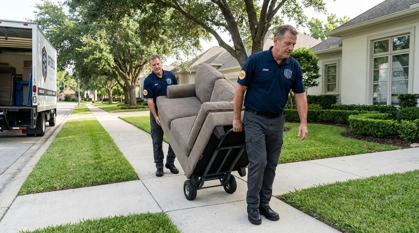 Local residential moving crew loading furniture in Waukon, IA